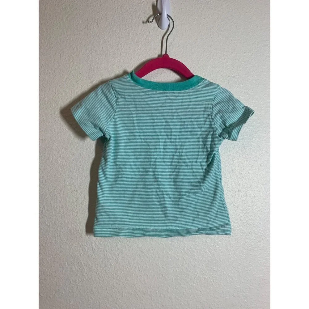 Carter's Striped Short Sleeve T-Shirt Baby Size 18 Months Green Casual I6
